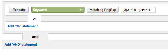 Google Analytics Short-Tail Advanced Segment