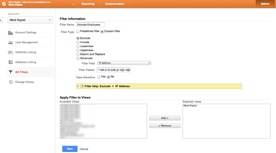 Exclude IP Address from Google Analytics