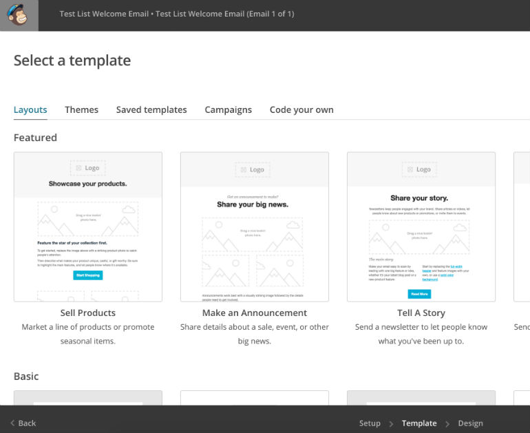 Mailchimp: Template Selection