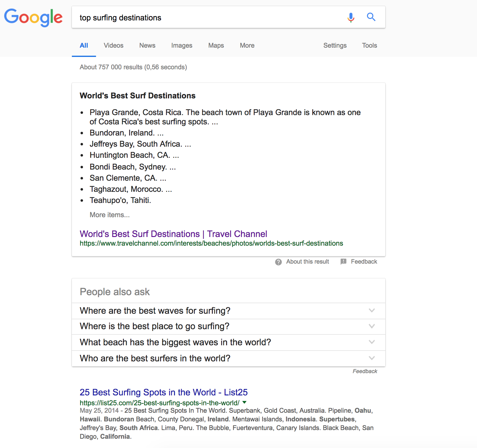 Surfing Destinations Google Search